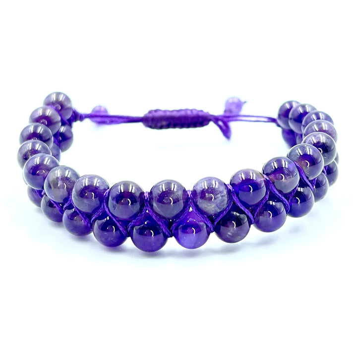 Genuine Amethyst Gemstone Double Layer Bracelet