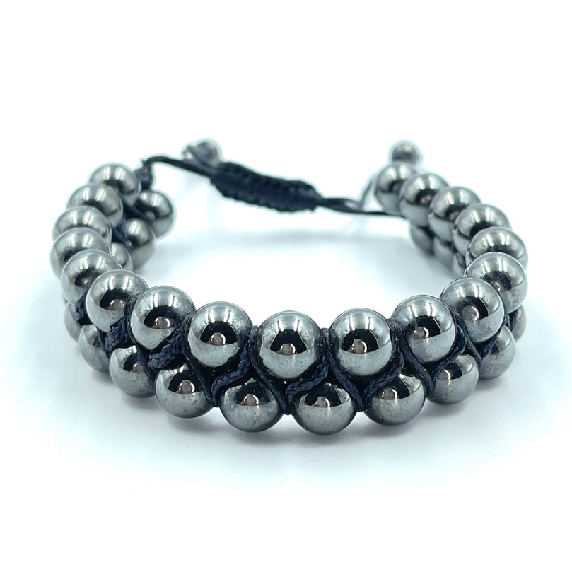 Genuine Hematite Gemstone Double Layer Bracelet