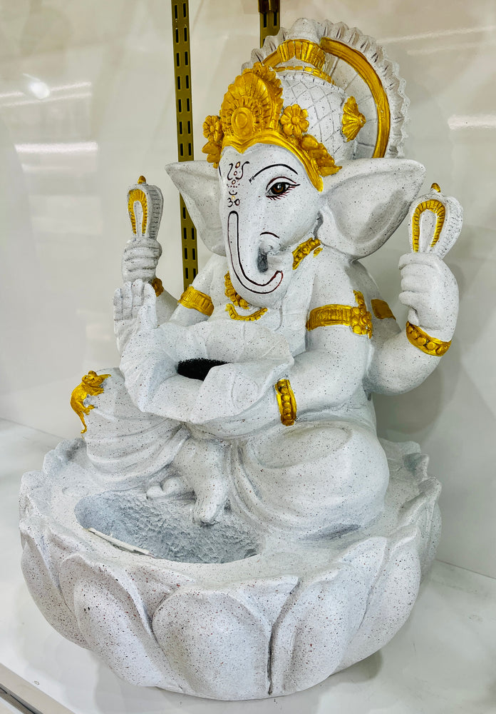 Ganesh On Lotus Water Fountain With Light