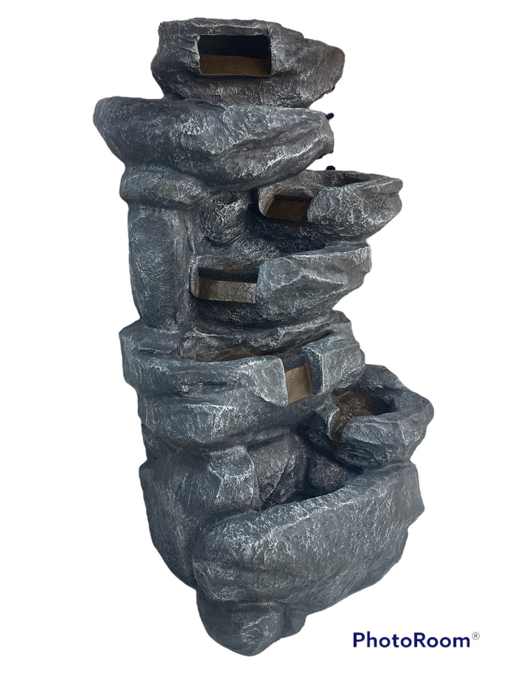 3.5ft Tall Meditating Buddha Rock Water Fountain - with Lights & Water Pump