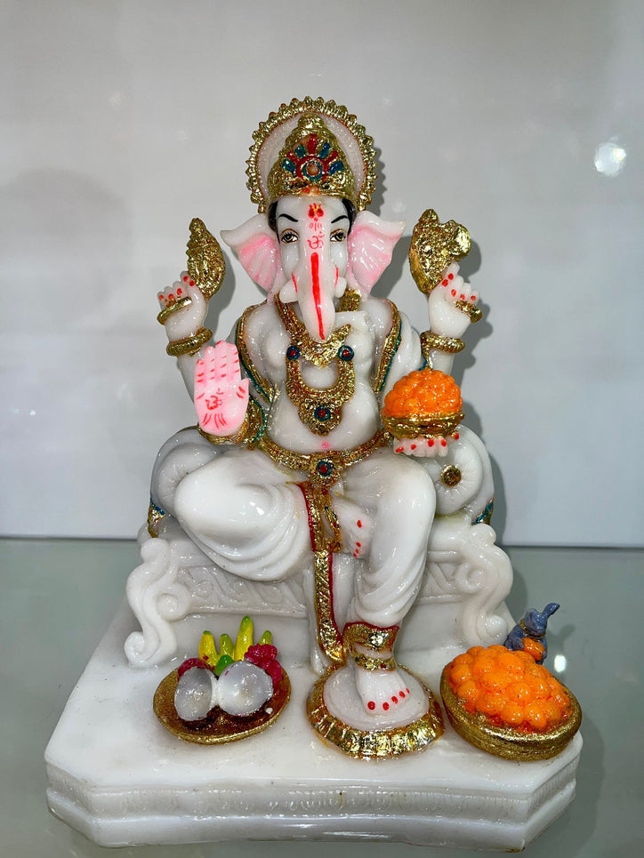 White Ganesh Ji with Parsad