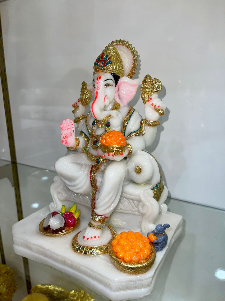 White Ganesh Ji with Parsad