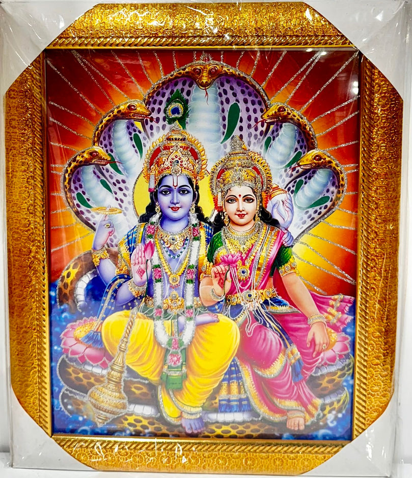 Vishnu Ji Lakshmi Ma - 11"X13" Picture Frame - Wall Hanging