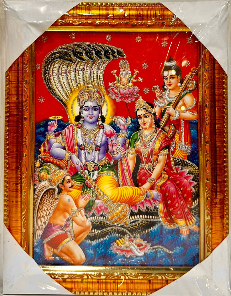 Vishnu Ji & Parvati Maa- 7"x9" Picture Frame - Wall Hanging