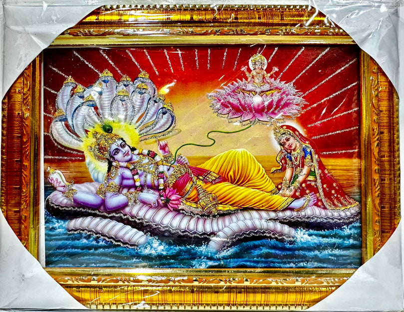 Vishnu Ji & Lakshmi Ji - 7"x9" Picture Frame - Wall Hanging
