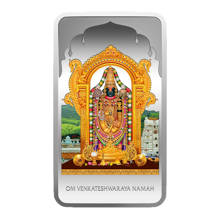 Tirupati Balaji (Lord Venkateswara) 50g colored silver bar 999.9 MMTC-PAMP