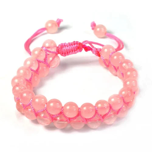 Genuine Rose Quartz Gemstone Double Layer Bracelet