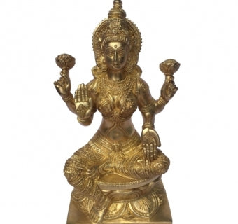Shri Lakshmi Ma Brass Idol on Lotus