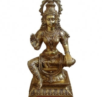 Shri Lakshmi Ma Seated Brass Idol