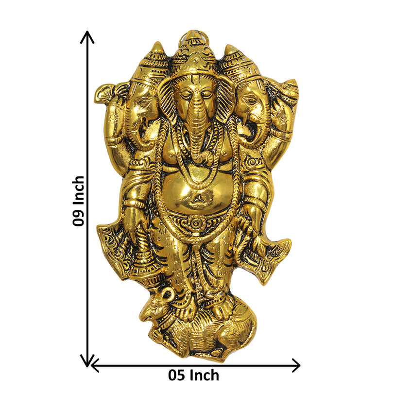 Three-headed Sri Ganesh Ji (Trimukhi Ganpati) Wall Hanging Idol