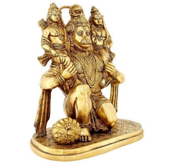 Kneeling Lord Hanuman Ji carrying Shri Ram & Shri Lakshman on Shoulders
