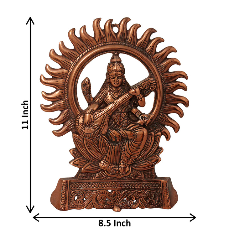 Sri Saraswati Maa Wall Hanging Idol, Goddess Of Knowledge, Wisdom & Arts