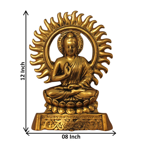 Graceful Buddha On A Lotus In His Protection Pose Wall Hanging Idol