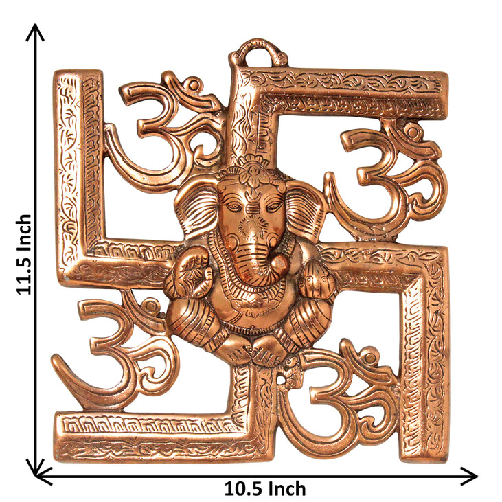 Lord Sri Ganesh Ji Swastik & Om Wall-hanging Sculpture