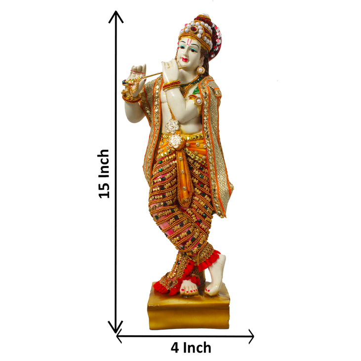 Standing Lord Sri Krishna Playing Flute Murti (Idol)