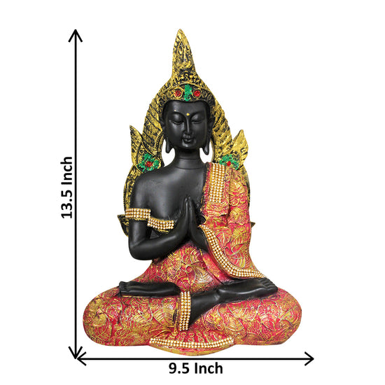 Praying Buddha Elegant Black And Red Idol