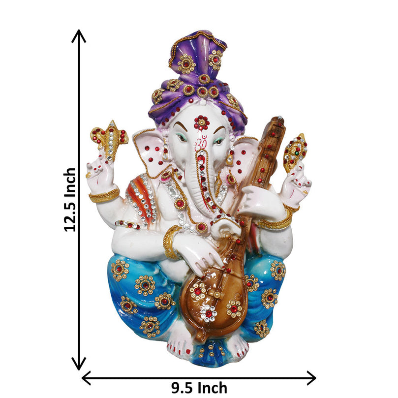 Colorful Lord Shri Ganesh Ji Idol Playing Veena
