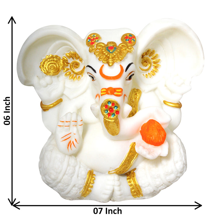 White & Gold Lord Sri Ganesh Ji Blessings Idol