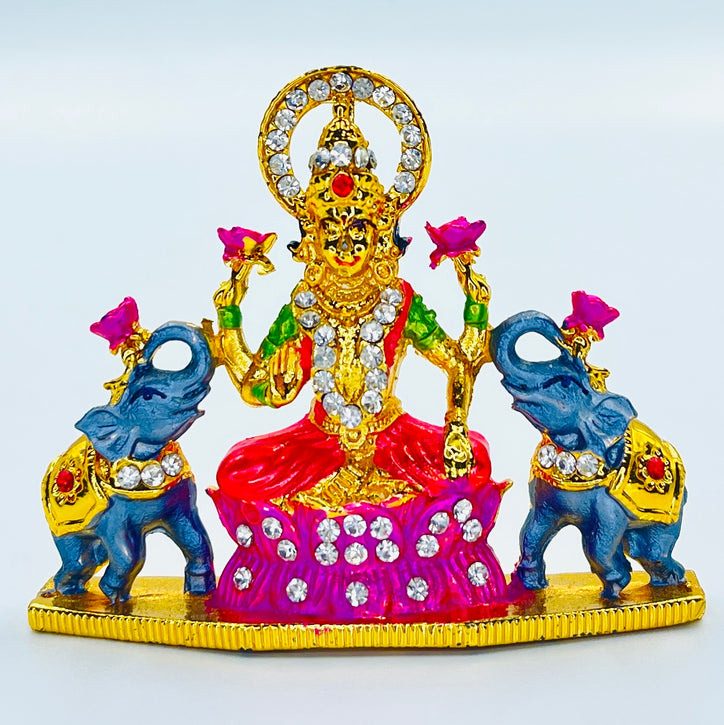 Goddess Lakshmi Ma Devi Car Dashboard Idol (Double Sided Tape Included) | Hindu God Statue Murti | For Indian Home Decoration, Pooja Puja in Temple (Mandir) or Religious Gift for Home/Office on Diwali