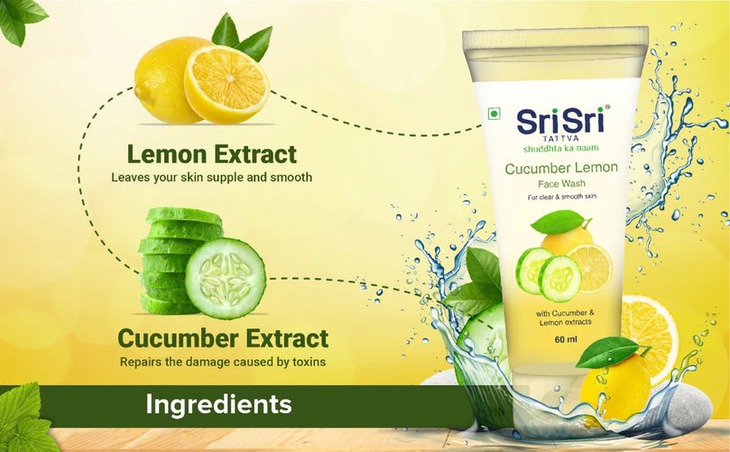 Cucumber Lemon Face Wash - For Clear & Smooth Skin, 100ml - Sri Sri Tattva