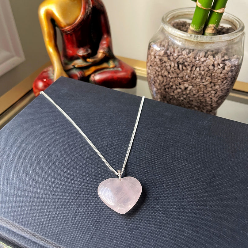 Pink Rose Quartz Heart Pendant