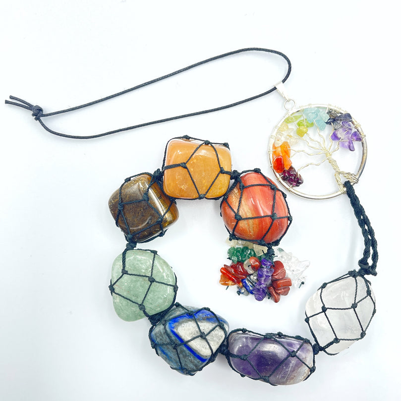 7 Chakra Tumbled Gemstones with Tree of Life