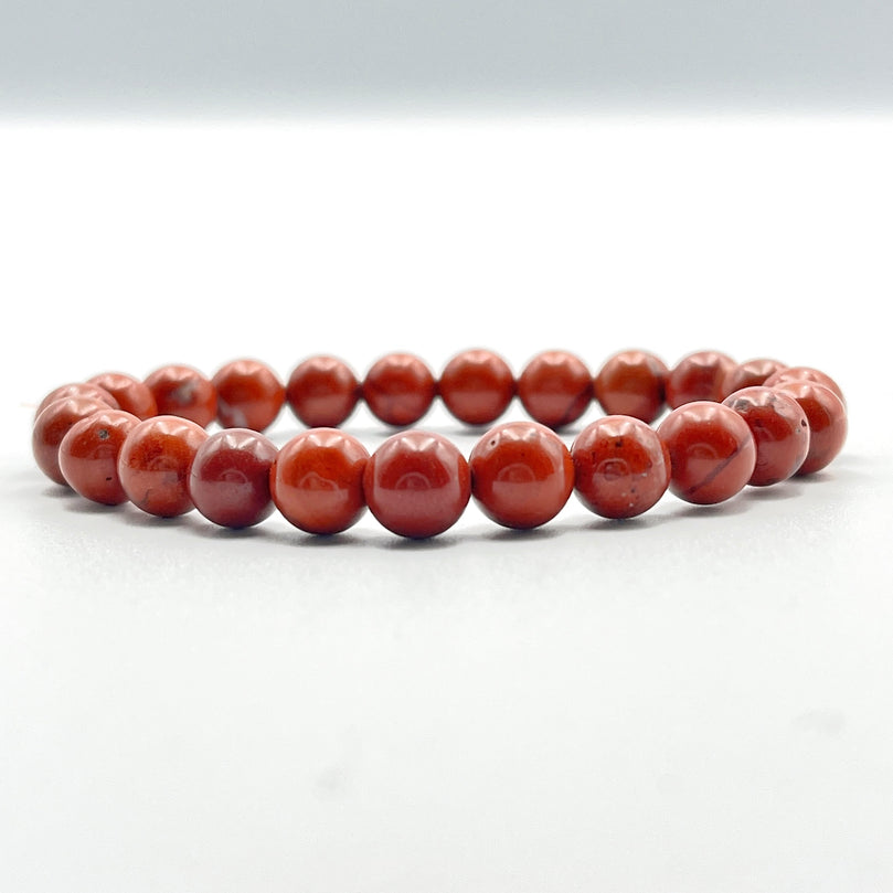 Geniune Natural Semi-Precious Red Jasper Bracelet