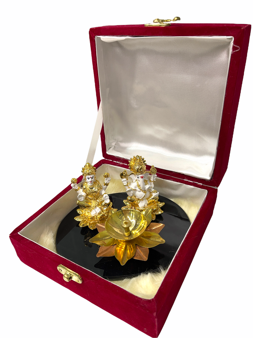 Sri Ganesh Ji & Lakshmi Maa Diya Gold Plated Gift