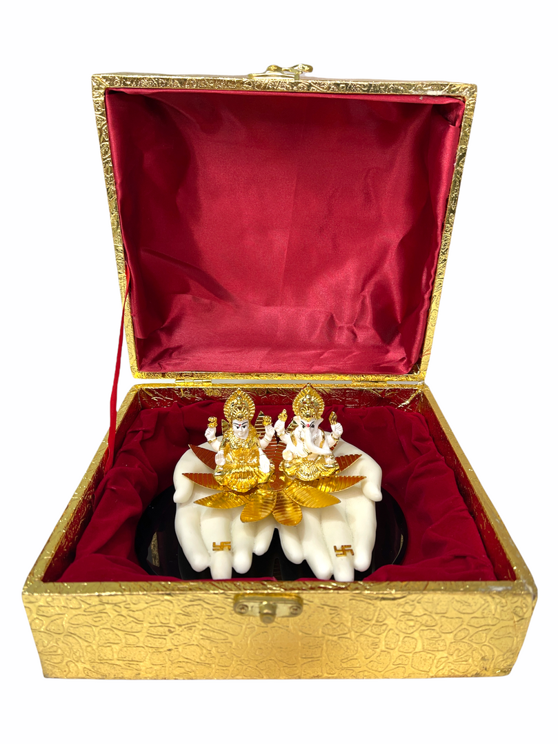 Sri Ganesh Ji & Lakshmi Maa on Hand Gold Plated gift