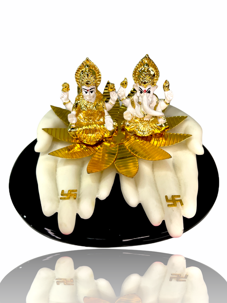 Sri Ganesh Ji & Lakshmi Maa on Hand Gold Plated gift