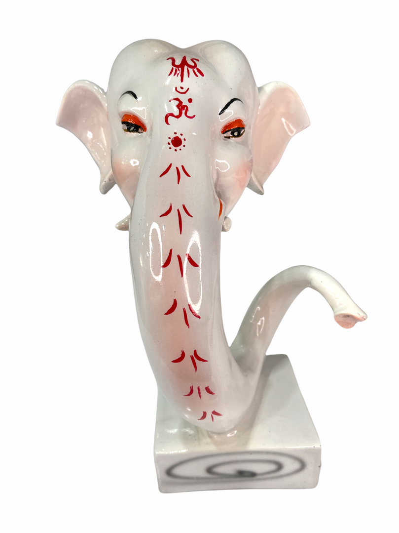 White Sri Ganesh ji Head on Pedestal