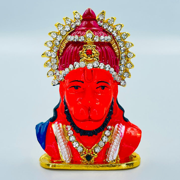 Gold & Crystal Studded Hanuman Ji Car Idol (Double Sided Tape Included)