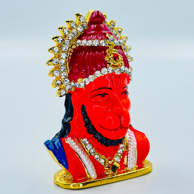 Gold & Crystal Studded Hanuman Ji Car Idol (Double Sided Tape Included)