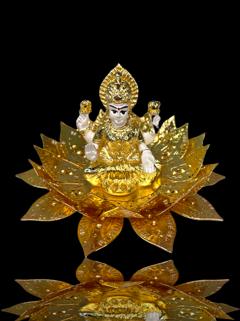 Sri Ganesh Ji & Lakshmi Maa on Lotus Gold Plated Gift Box
