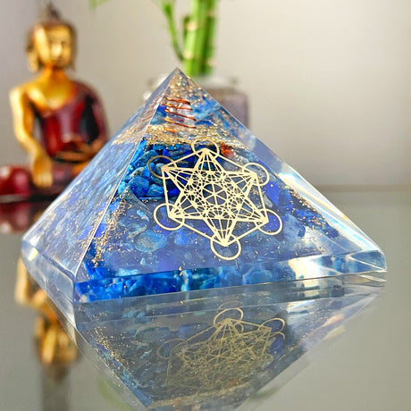 Fruit of Life Lapis Lazuli Orgone Pyramid