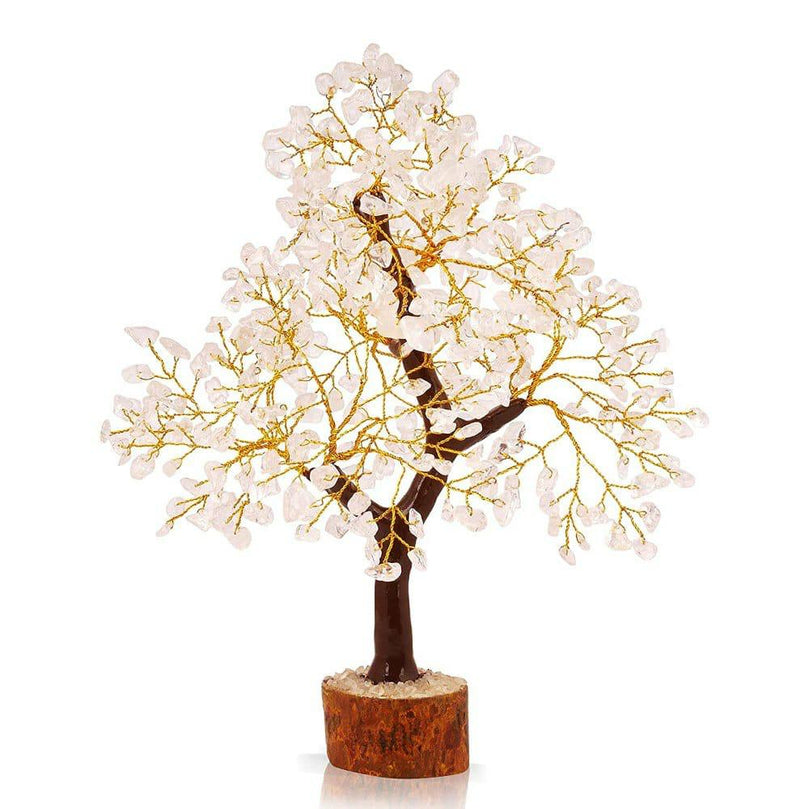 Spiritual Bonsai Tree With Natural Pink Quartz Gemstone