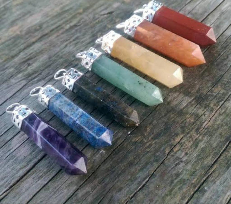 Hexagonal Seven Chakra Stone Necklace