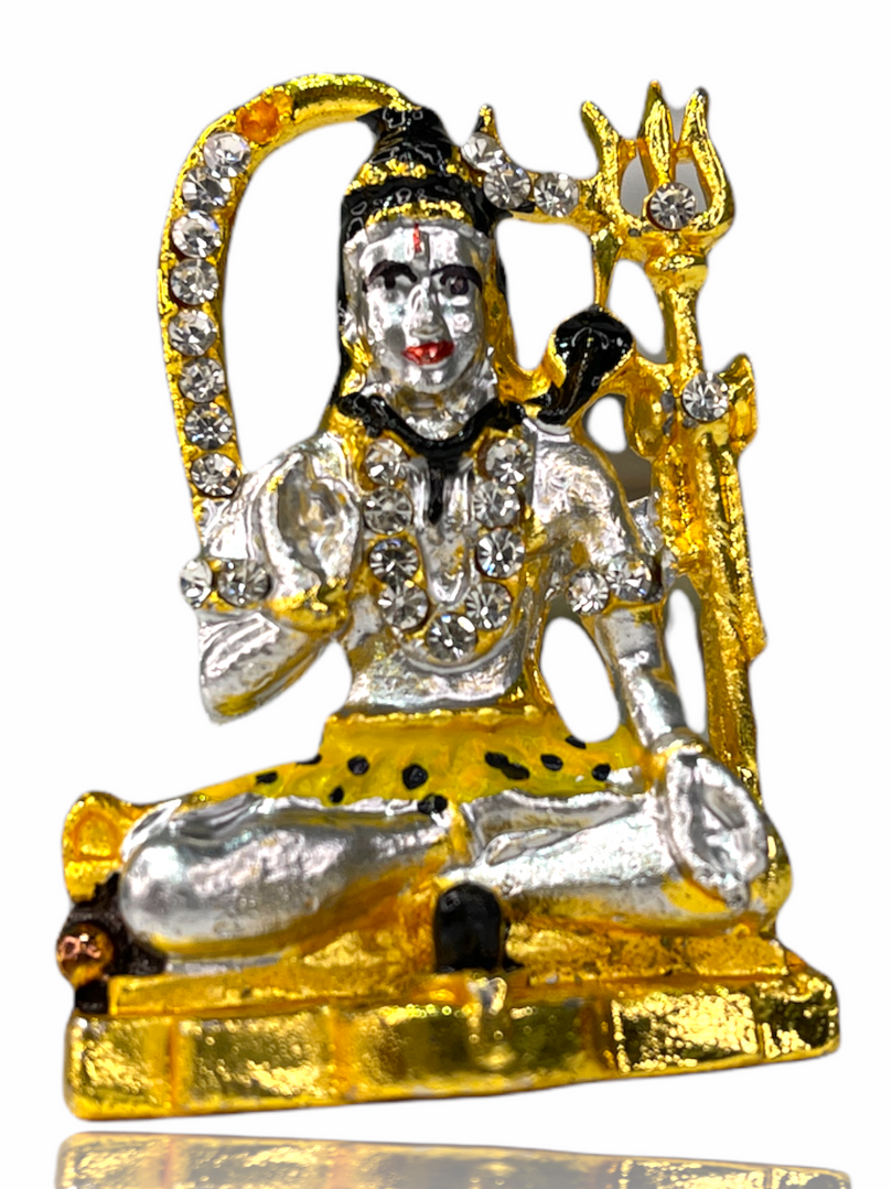 Gold, Silver & Crystal Studded Shiv Ji