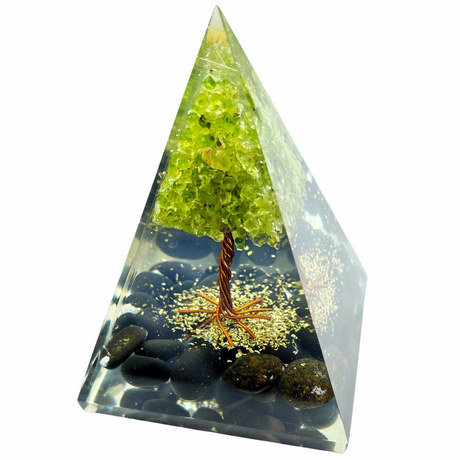 Tree Of Life Orgone Pyramid With Spiritual Stones