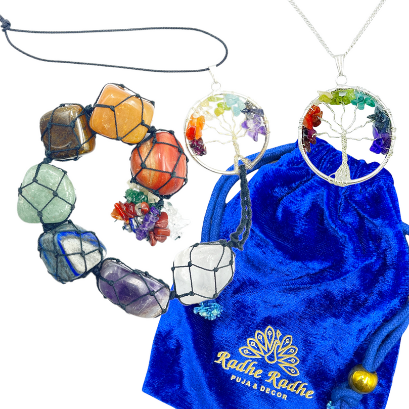 7 Chakra Tumbled Gemstones with Tree of Life