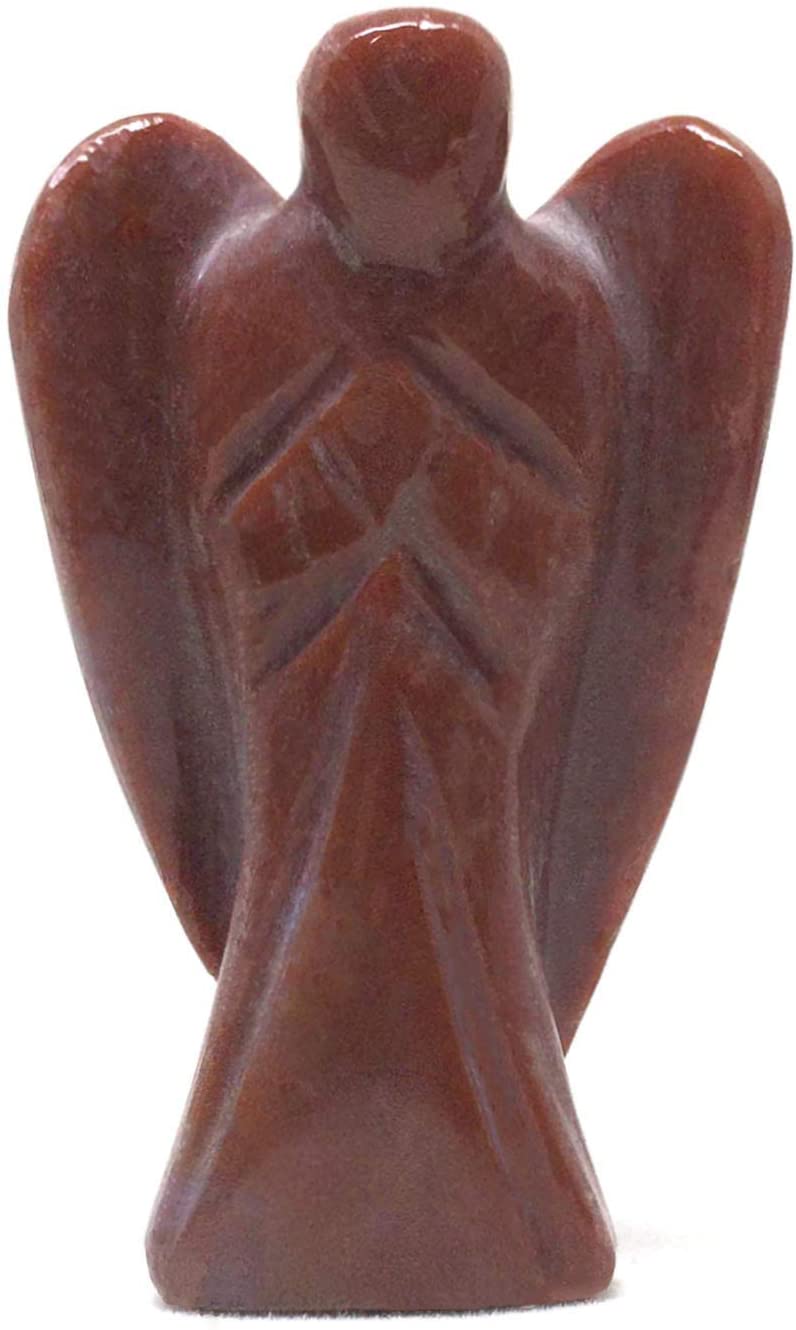 Red Jasper Stone Guardian Angel Statue