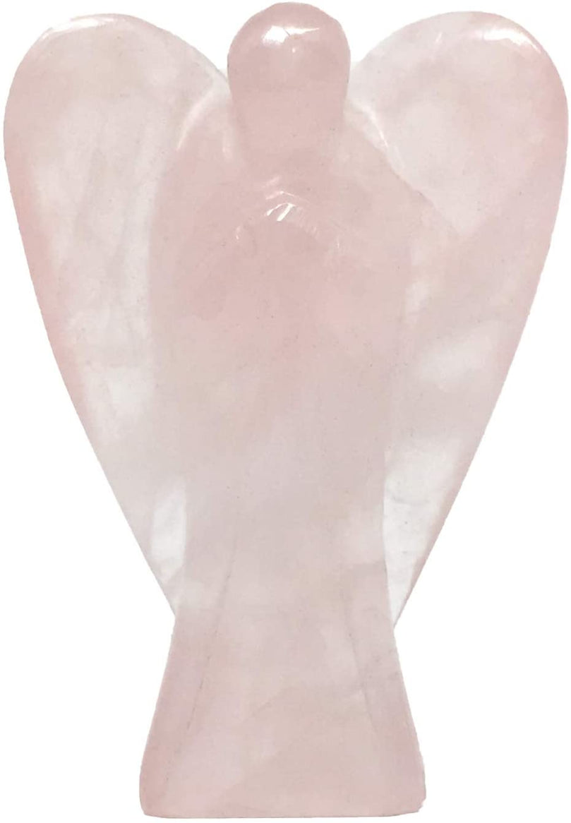 Rose Quartz Stone Guardian Angel Statue