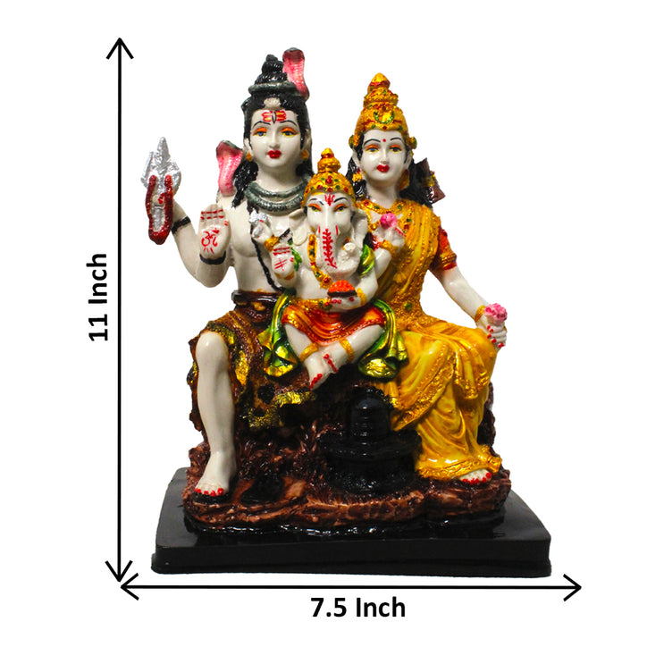 Divine Shiv Parivar (Family) Idol - Lord Shiv Ji, Maa Parvati, and Sri Ganesh Ji
