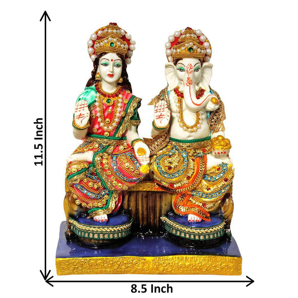 Colourful Sri Ganesh Ji & Lakshmi Maa Wealth Blessing Murti (Idol)