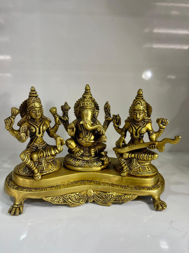 Brass Ganesh Ji, Lakshmi Ma & Saraswati Ma