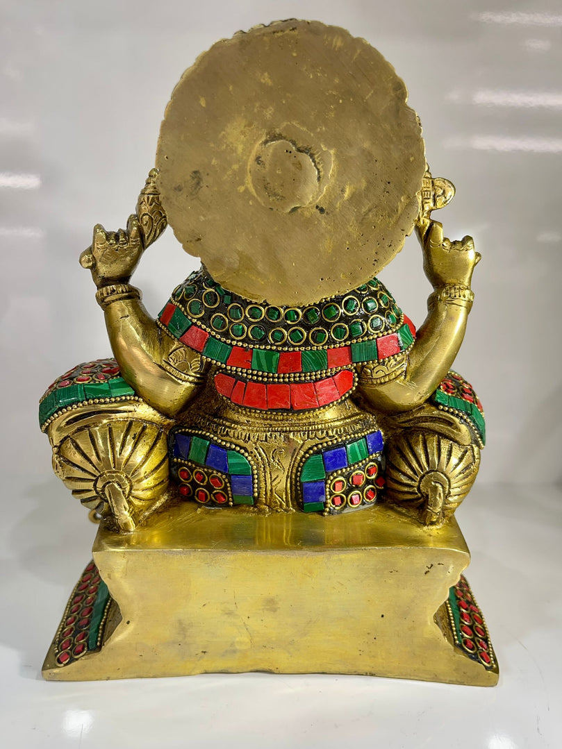 Brass Ganesh Ji with Stonework