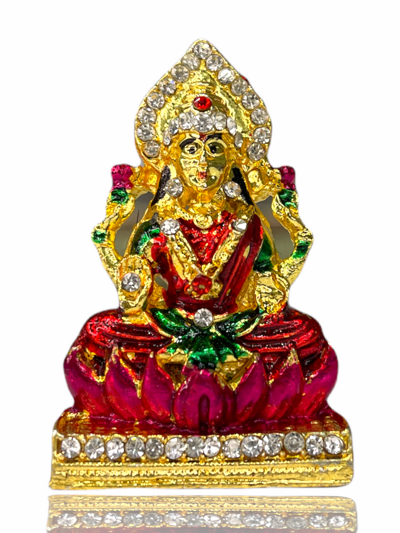 Colourful Lakshmi Ma on Lotus Car Idol (Double Sided Tape Included)