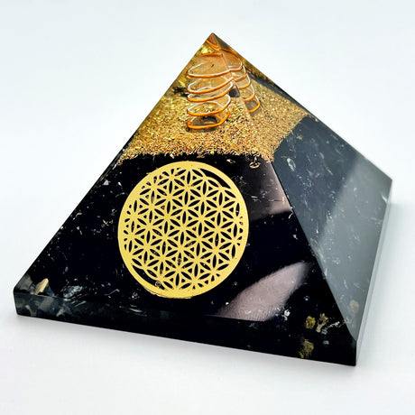 Flower Of Life Black Tourmaline Orgone Pyramid
