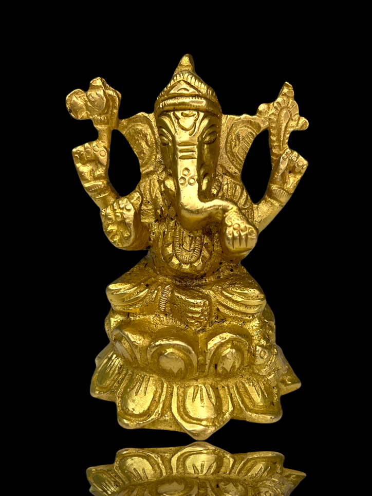 Brass Sri Ganesh ji on Lotus