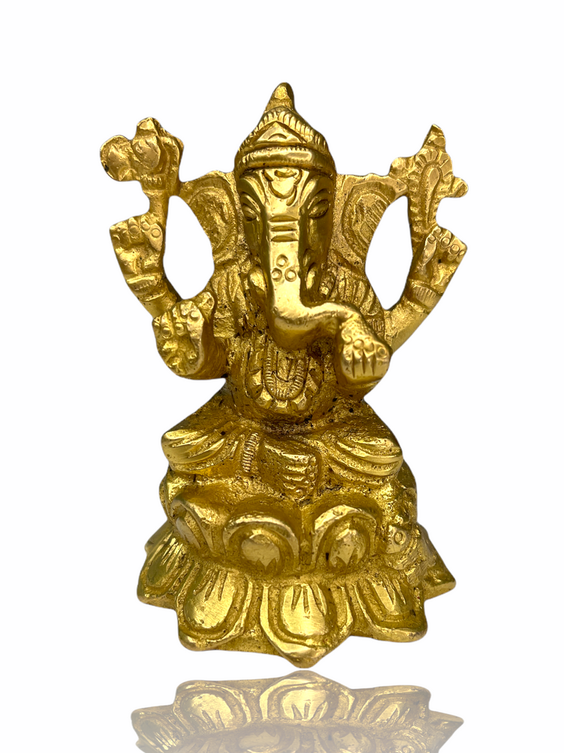 Brass Sri Ganesh ji on Lotus